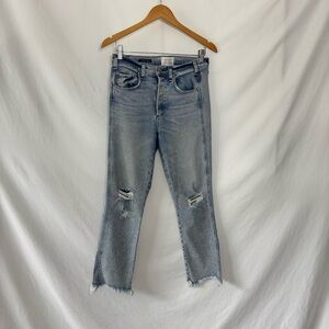 McGuire Valletta Straight Distressed Light Blue Women's Jeans with Button Fly